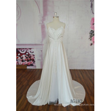 Ivory Satin Wedding Dress A-Line Lace Wedding Dress